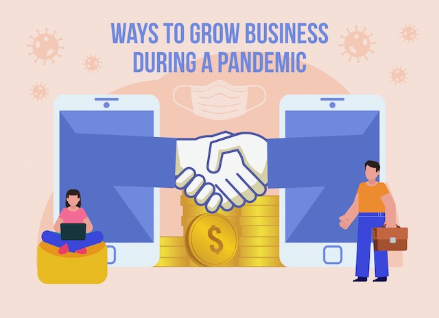 ways-to-maintain-or-even-grow-your-business-during-a-pandemic.-minimal-design-vector-illustration