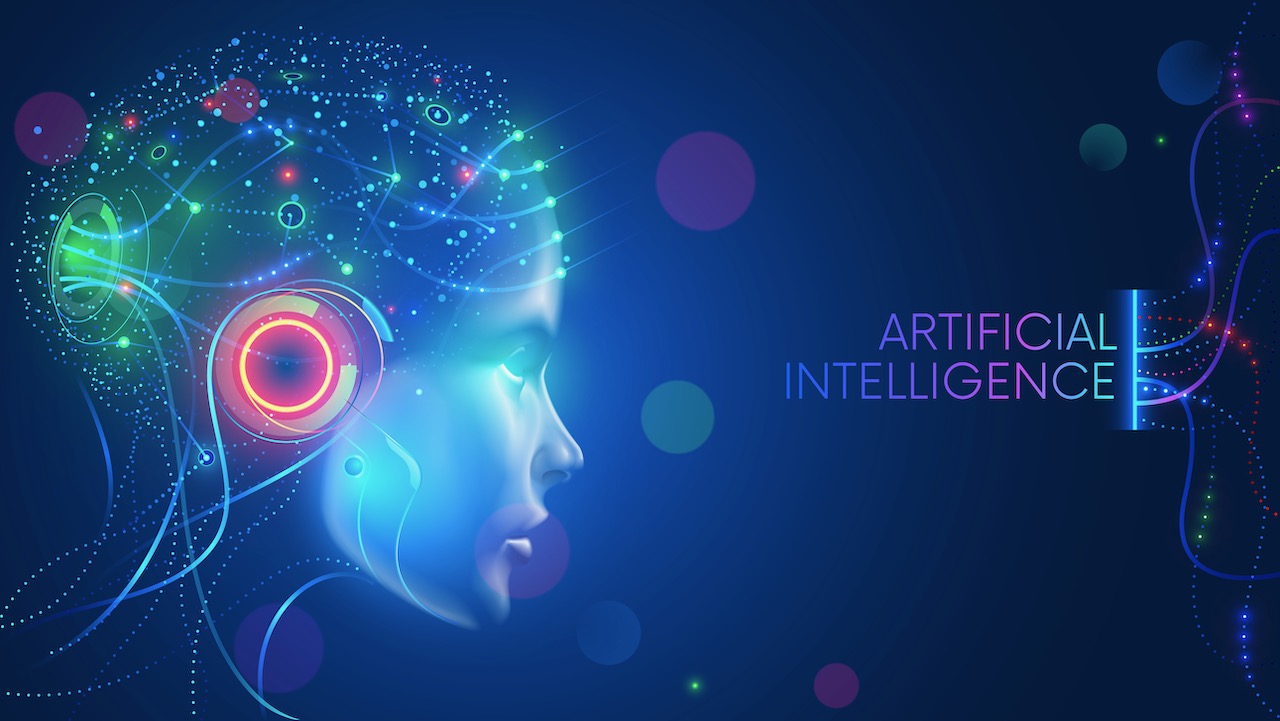 artificial-intelligence-in-humanoid-head-with-neural-network-thinks.-ai-with-digital-brain-is-learning-processing-big-data--analysis-information.-face-of-cyber-mind.-technology-background-concept